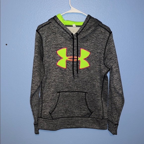 Under Armour Charcoal Hoodie with Bright Logo - Medium - B6 - Picture 1 of 4